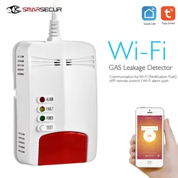 Умный Wifi датчик газа, детектор утечки газа, умный дом, охранная сигнализация, работает с Alexa Google Home iftt
