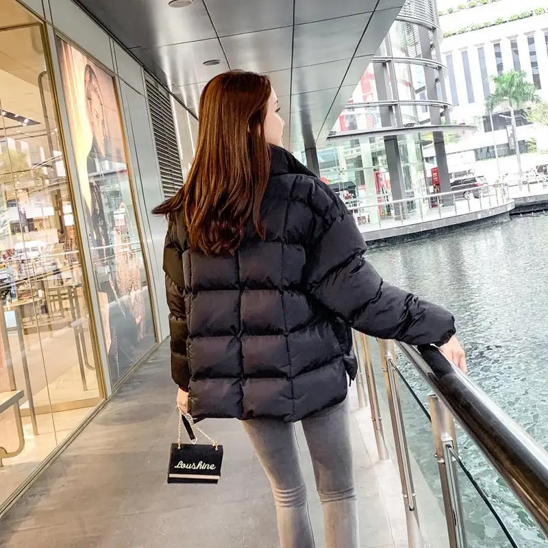 

WOMEN'S Dress New Style Small Video Warm Stand Collar of Bow Large Supple Pocket Short Loose-Fit Bread Cotton Coat