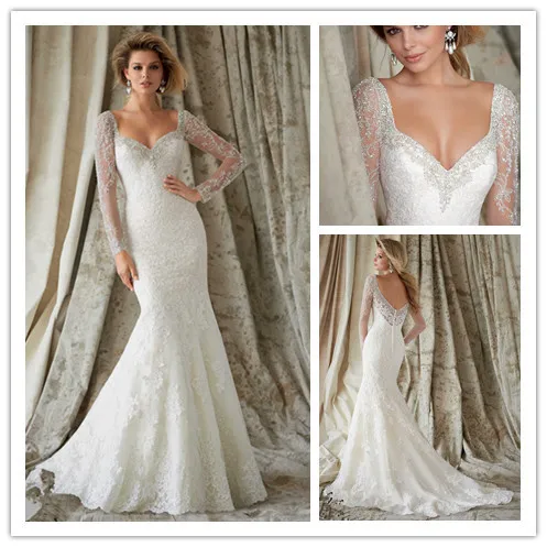 Lange Mouwen Mermaid Crystal Luxe Tulle Lace Zoete Vestidos De Novia Open Back See Through Illusion Moeder Van De Bruid jurken Lange Mouwen Mermaid Crystal Luxe Tulle Lace Zoete Vestidos De Novia Open Back See Through Illusion Moeder Van De Bruid jurken