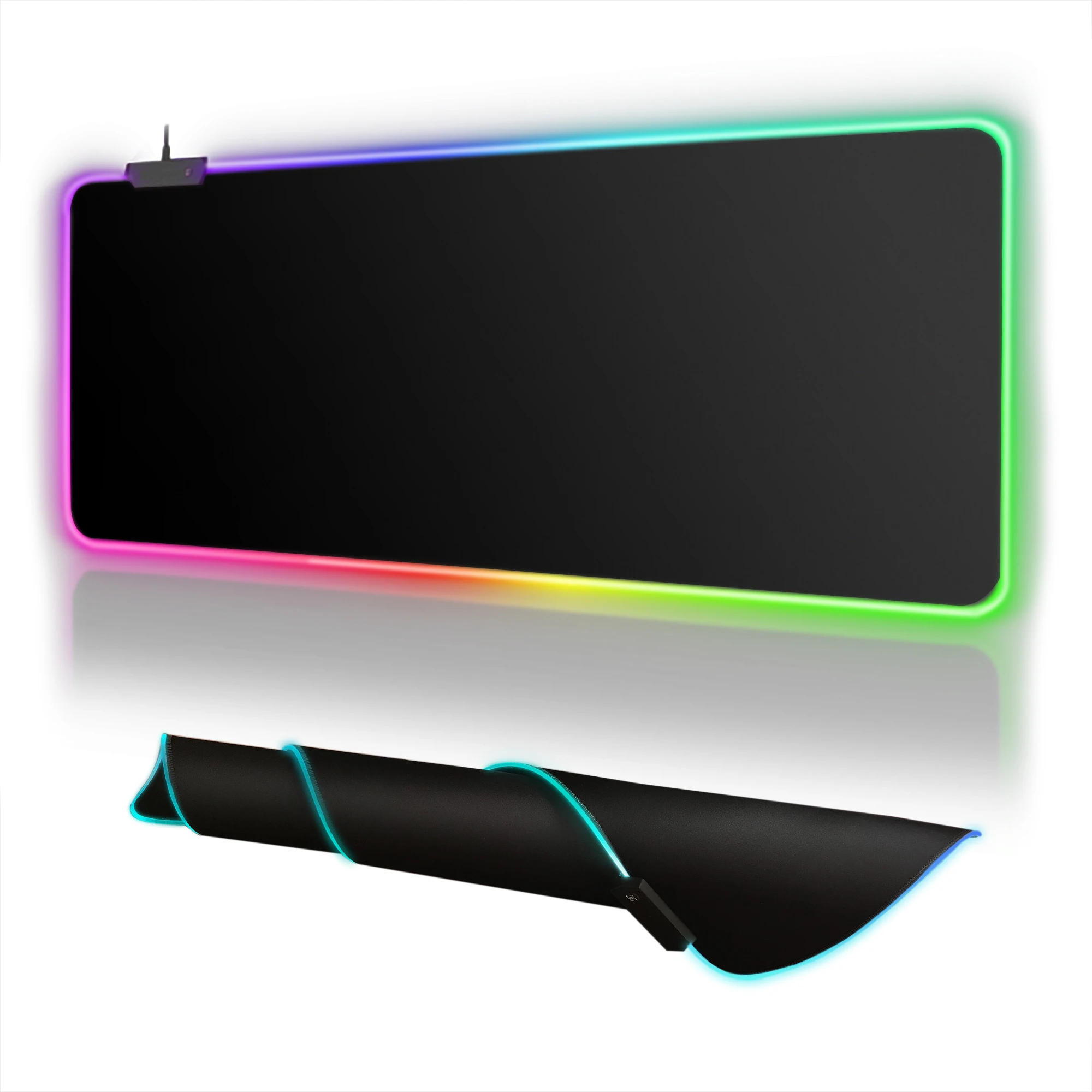 Tapis de souris RGB antidérapant tout noir, tapis de jeu pour PC portable Gamer, tapis de clavier grand/moyen/petit, tapis de Table en caoutchouc