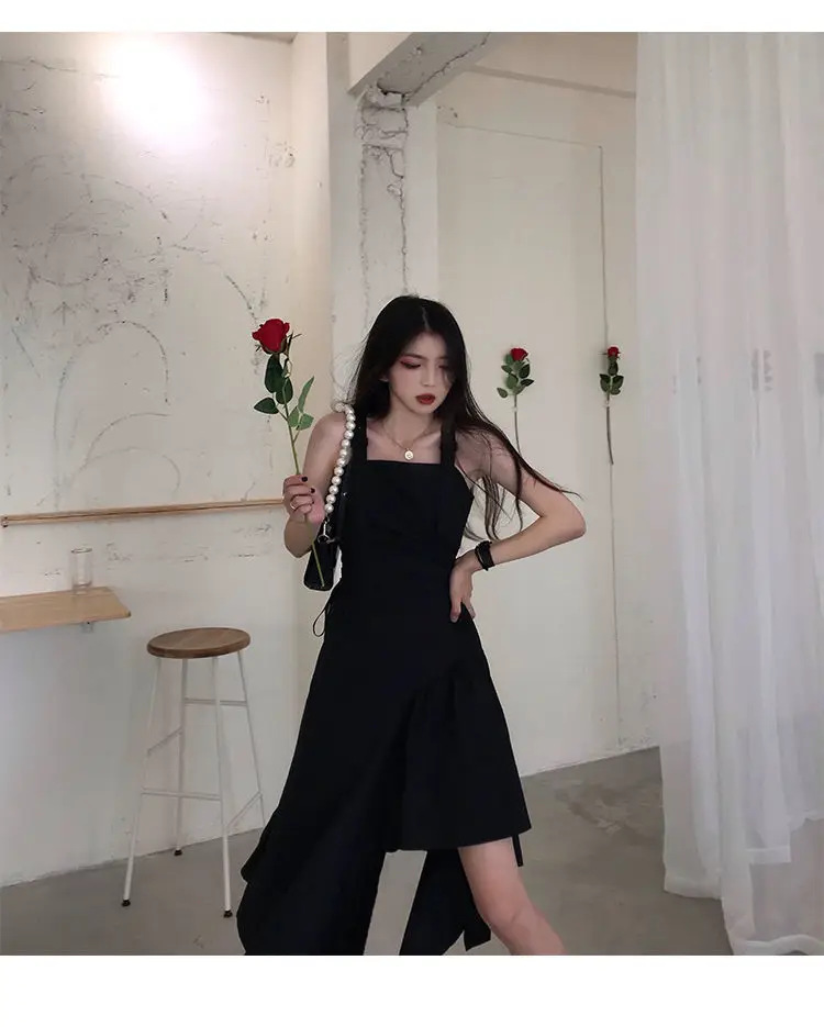 Dress Women Sleeveless Spaghetti Strap Black Slim Irregular A-line Dresses Elegant Streetwear Womens Trendy Sexy Club Wear Party purple dress