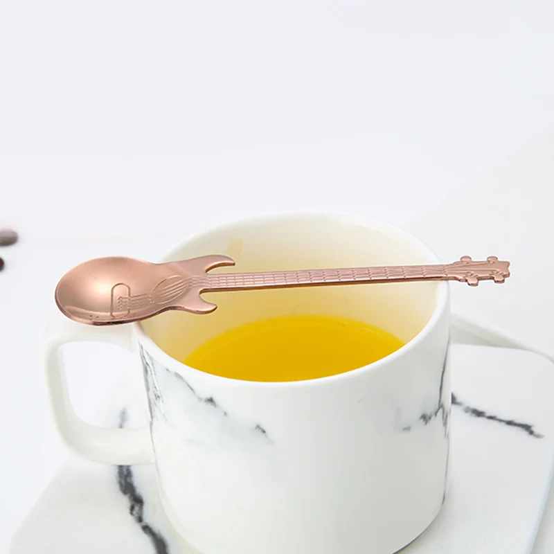 4PCS Guitar Coffee Spoons 304 Stainless Steel Musical Teaspoons Mixing Spoons Sugar Spoon Fashion Tableware Party gift stainless steel spoon tea spoon