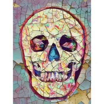 

5D Diy Diamond Painting cross stitch Full Resin Pasted diamond Embroidery Abstract skull head square drill Needleworks Paintings