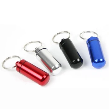 

6xSmall Pill Tablet Medicine Storage Box Bottle Container Keychain Waterproof