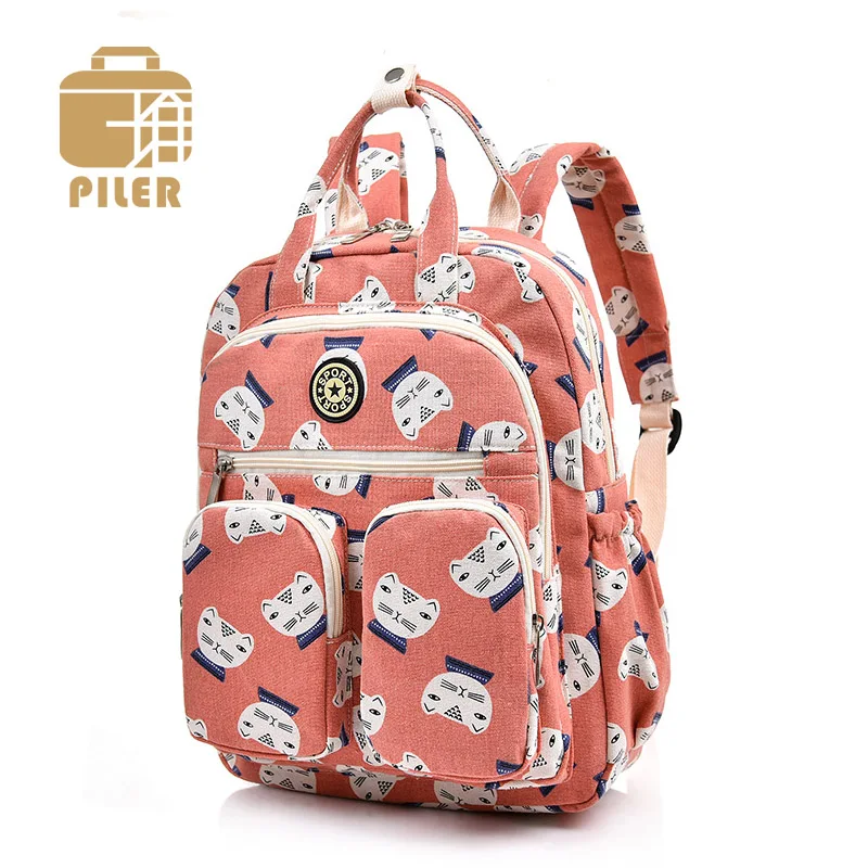 

Fashion Animal Cat Print Backpack Women Canvas Cotton Backpack Female Travel Backpacks School Bags for Teenage Girls Cute Bookbag
