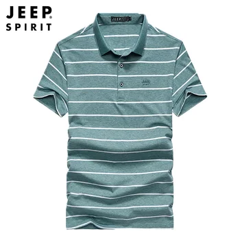 

JEEP SPIRIT Summer Polo Shirt Men Fashion Striped Polo Men Short Sleeve Turn Down Collar Men Shirt Camisas Masculina Polo Hombre