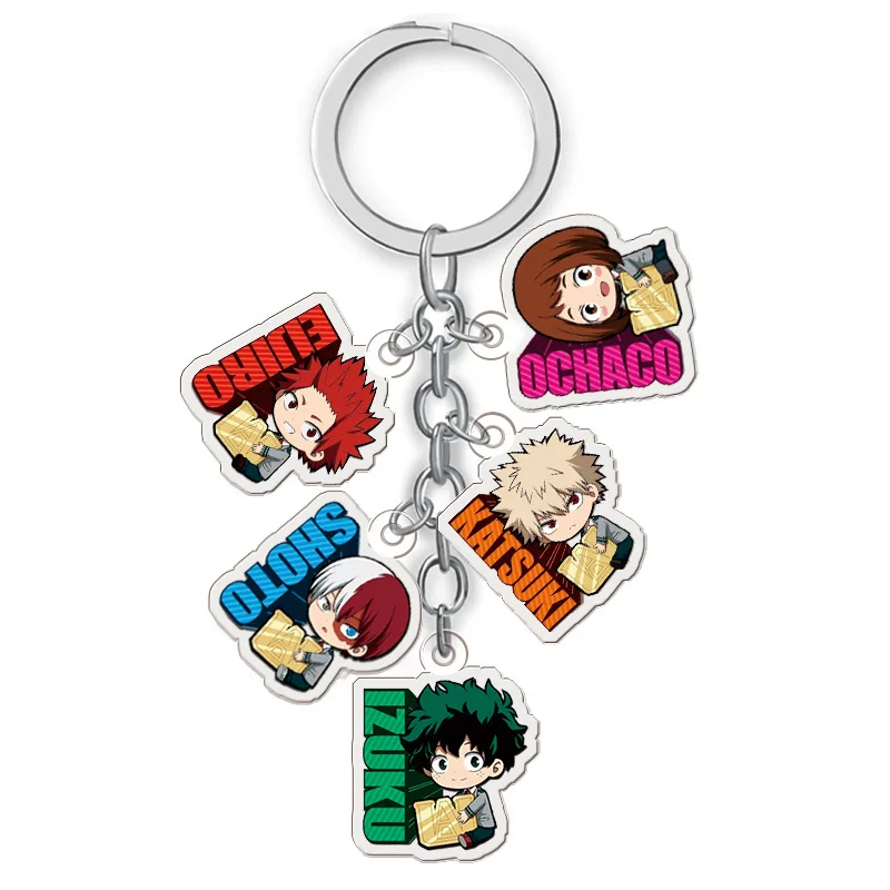 

5 Pcs/Set Japanese Anime My Hero Academia Acrylic Key Chain Cartoon Figure Pendant Key Holder Keychain