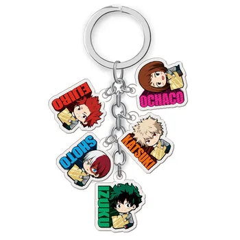 

5 Pcs/Set Japanese Anime My Hero Academia Acrylic Key Chain Cartoon Figure Pendant Key Holder Keychain