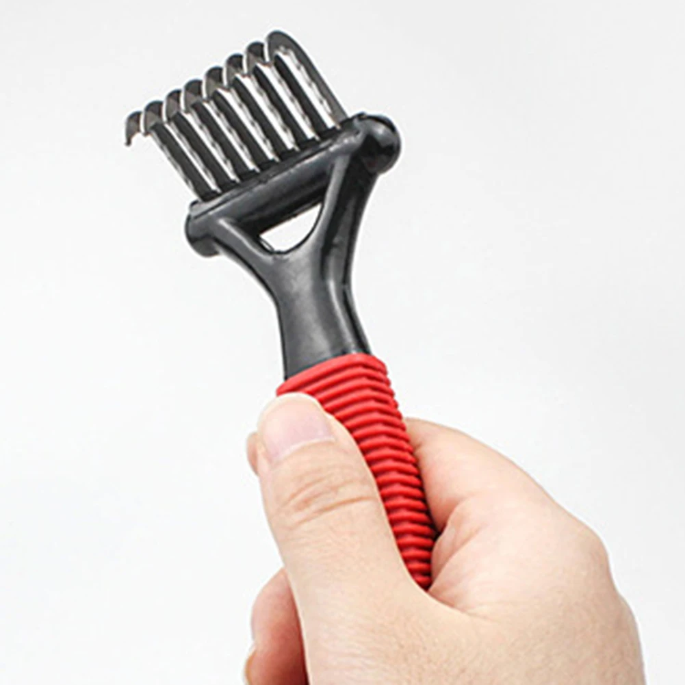 Stainless Steel Plastic Pet Dog Fur Removal Brush Ergonomic Trimmer Grooming ToolHandle Comb Rake fur shinier