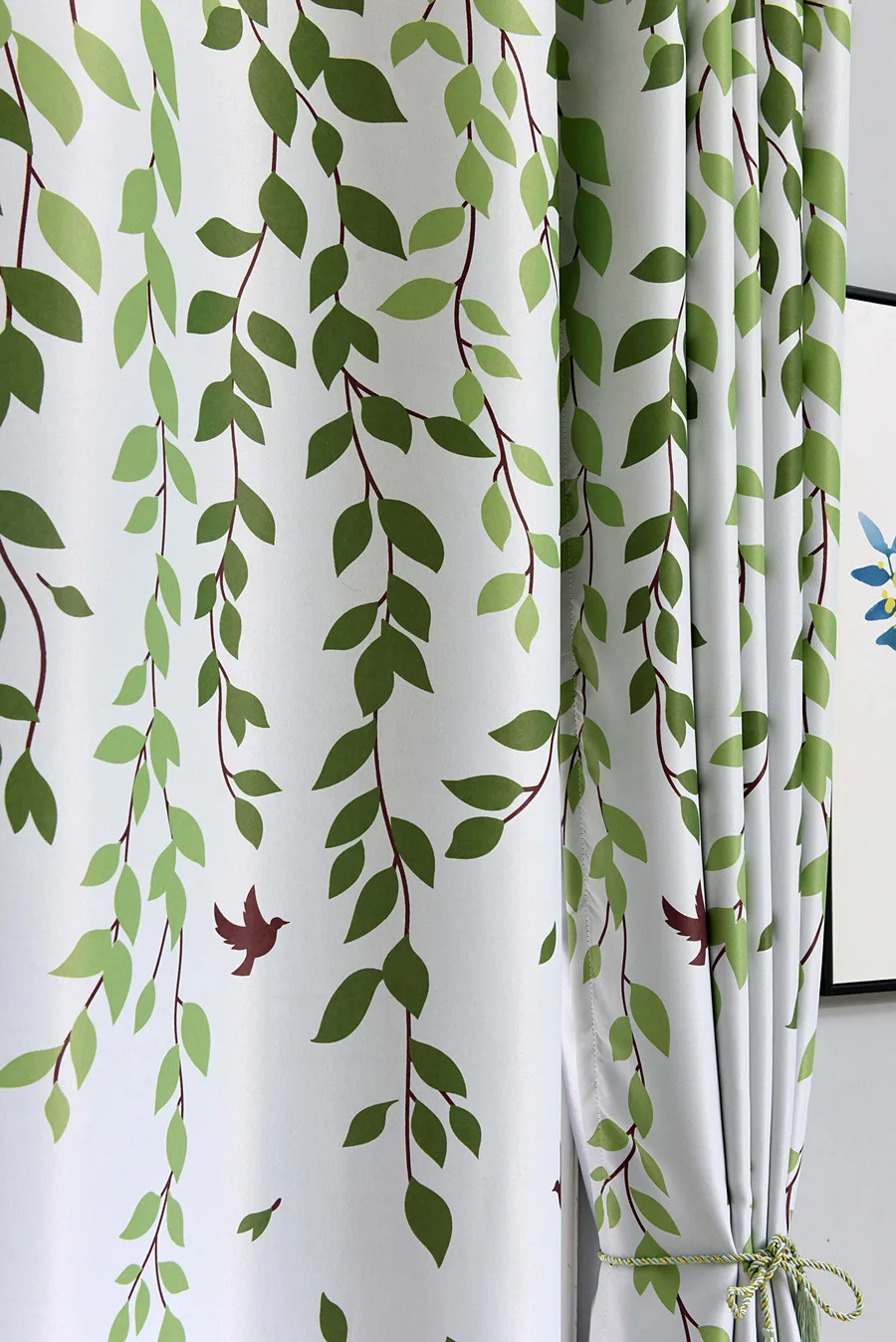 Cloth curtain Скандинавские зеленые листья Затемняющая штора s для детской спальни короткая занавес - Цвет: Cloth curtain