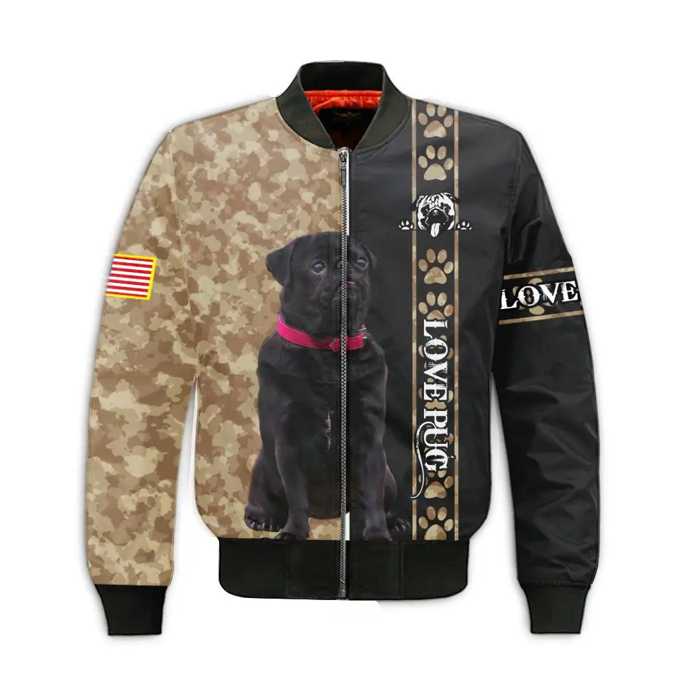 Bomber Jacket For Men And Women 3D Printed Love Pug Wear Thick Quilted  Casual Fashion Coat For Men Outdoors In Winter - AliExpress Men's Clothing