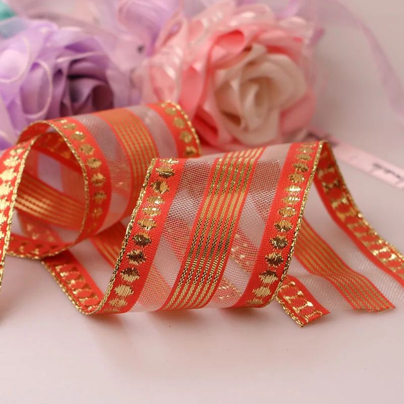 

5 yard 5.5 cm Golden Edge Red Iron Belt DIY Gift Packing Tape