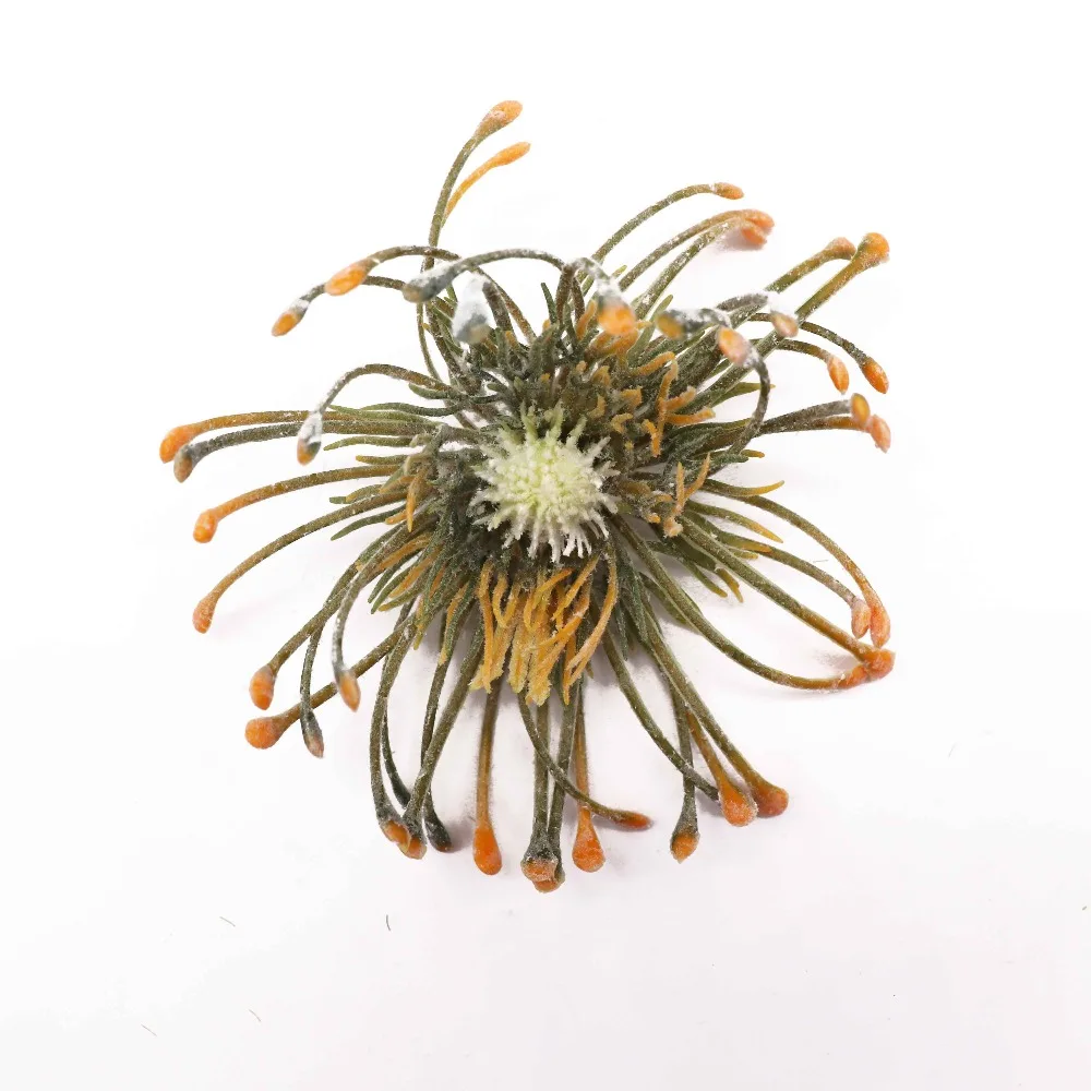Флокированные Leucospermum искусственные цветы для свадебного украшения Флорес Искусственные пластиковые искусственный цветок растение Флер искусственные