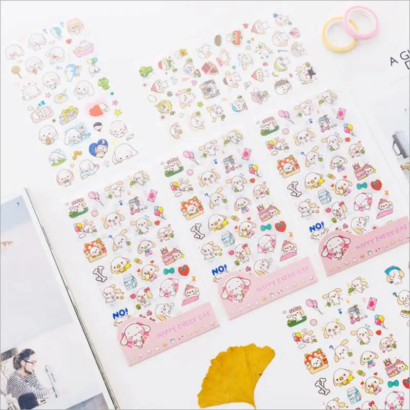 

6 pcs/pack cartoon animals Kawaii Cute Draw Decorative Korean Stickers Scrapbooking Stick Label Diary Stationery Album Stickers