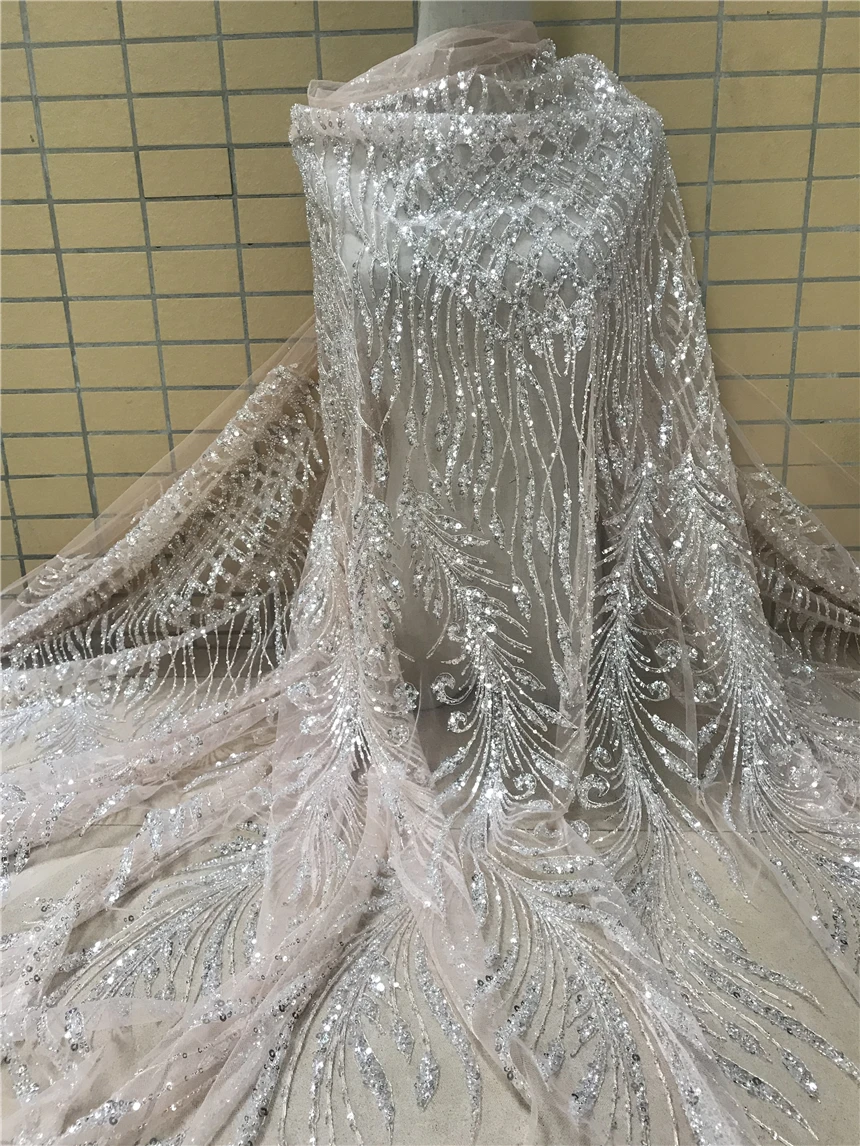 

Sequined Lace Fabric With sequins fabric Embroidery French laces fabrics high quality J-2188811 tulle french