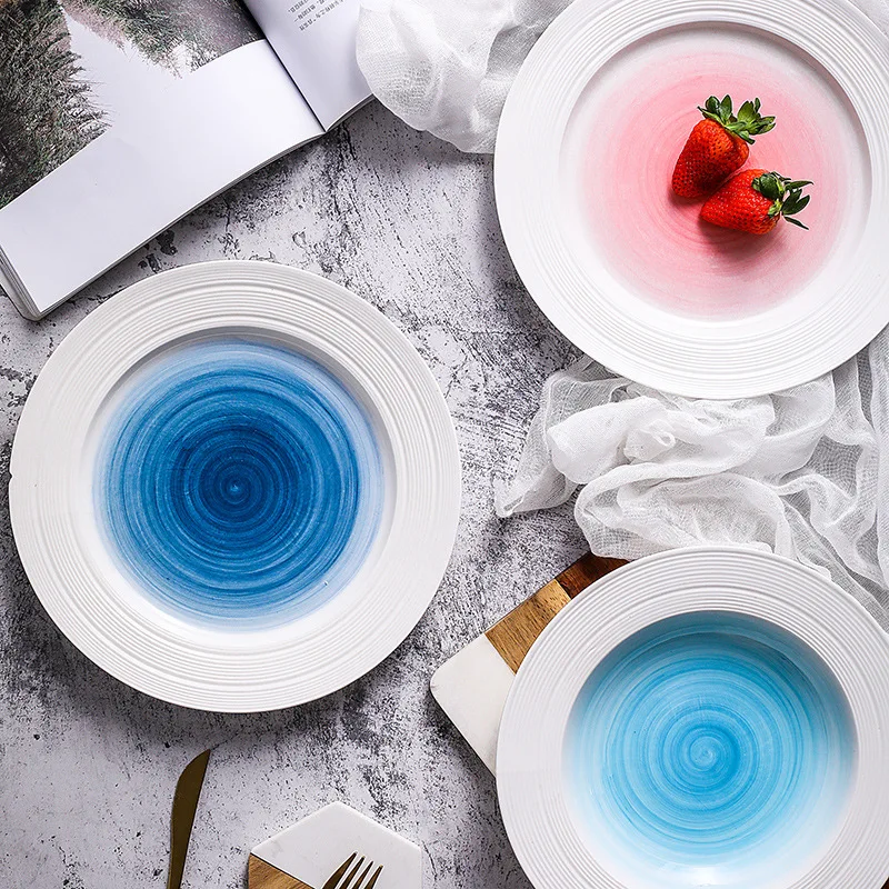 

LEKOCH Gratitude and feedback Creative relief ceramic plate flat plate soup plate vegetable plate steak plate Western