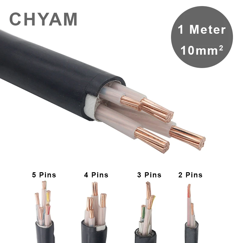 Medidor de Fio Cabo de Alimentação Núcleo de Cobre Duro 4 5 Pinos 10mm2 Faça Você Mesmo Conectar Trifásico Quatro Fios 10 Quadrado Yjv-0.6 1kv um 2 – 3
