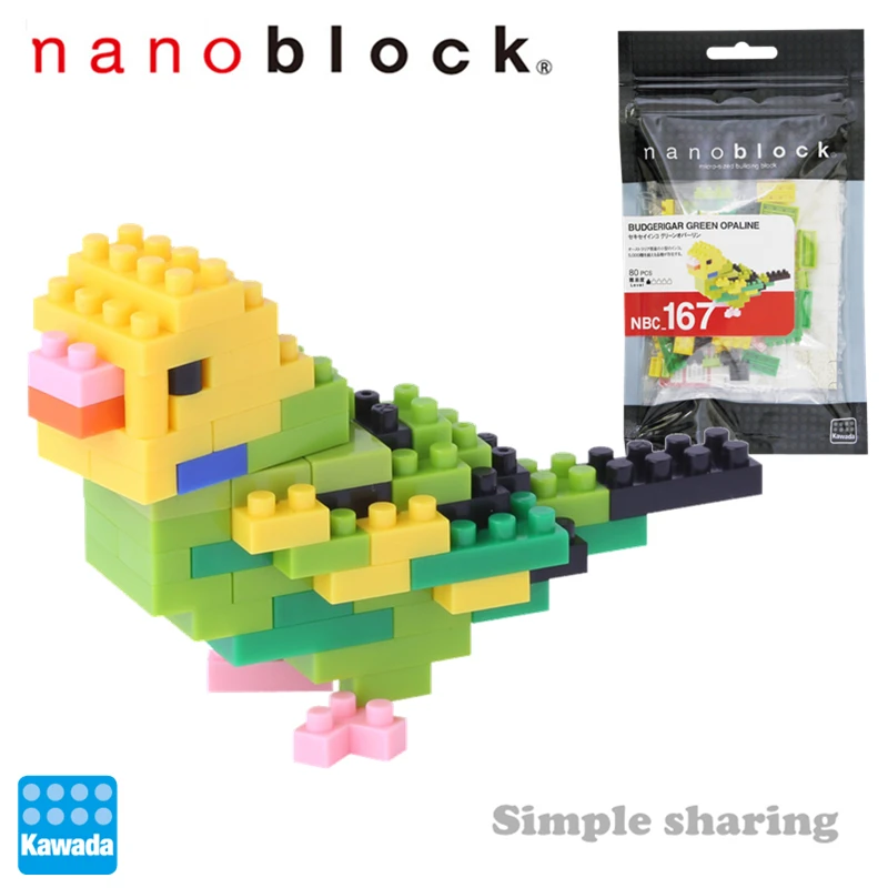 Строительные блоки Nanoblock Sekiseiinkoguri Nopa Rin Nbc 167 Kawada Budgetrigars зеленый опалин 80 шт.
