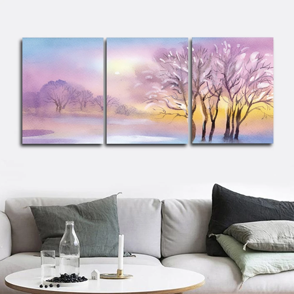 

3 Panel Abstract Canvas Painting Simple Nordic Landscape Wall Art Modular Pictures Print Posters Living Room Home Decoration