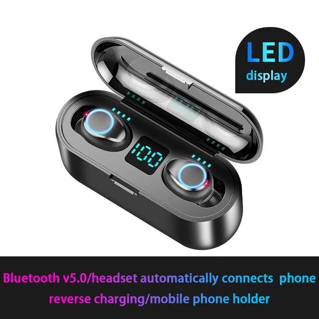 120 часов беспроводные наушники Hifi Bluetooth 5,0 водонепроницаемые IPX7 Siri сенсорные USB наушники power Bank для xiaomi airdots - Цвет: F9-2-TWS