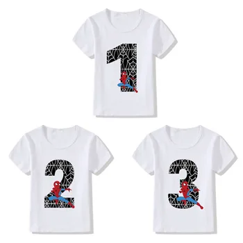 

Baby Boys Spiderman number T-shirt For Kids Girls Cartoon cotton Tops Children Number 1-9 Clothes Summer Short sleeve Clothes