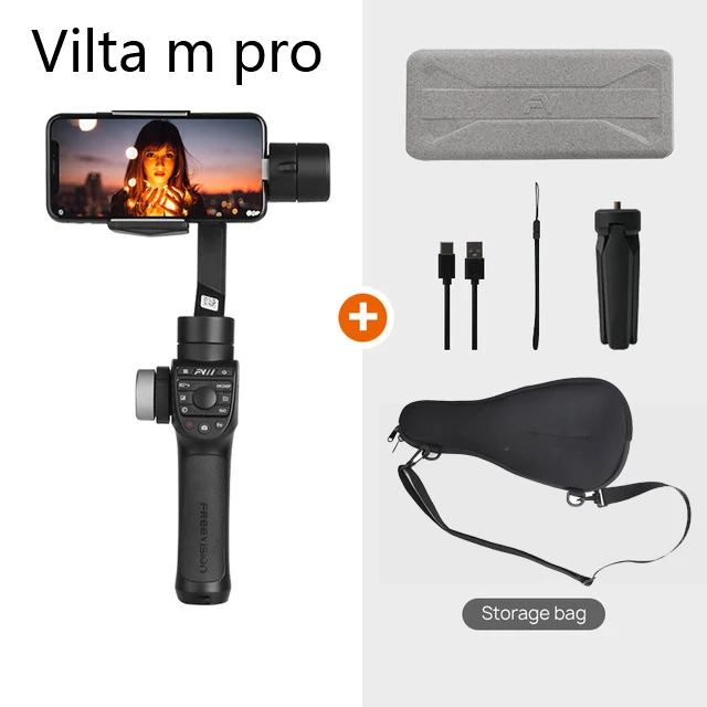 M Pro w bag Обратитесь в службу поддержки по купонам Freevision Vilta M Pro Vilta-m 3-осевой Карманный шарнирный стабилизатор для смартфона стабилизатор для iPhone samsung GoPro Экшн камеры vs гладкой 4 Осмо 2 - Цвет: M Pro w bag