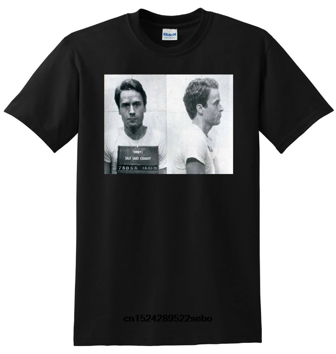Designed TED BUNDY T SHIRT serial killer mug shot photo tee SMALL MEDIUM LARGE or XL(1) women |