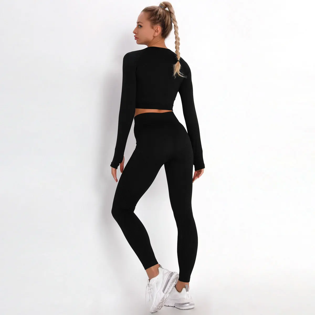 2/3/5PCS Women Sportswear Yoga Set Gym Clothing Tracksuit Long Sleeve Crop Top High Waist Seamless Leggings Fitness Sports Suits