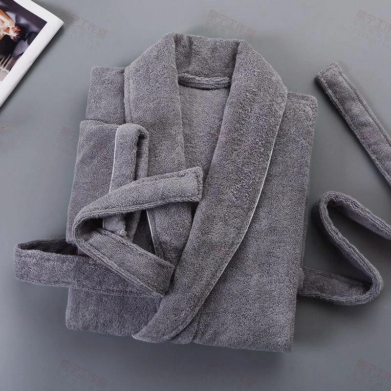 100% Cotton Bathrobe Men Hotel Robes Toweling Terry Fleece Robe Lovers Robe Bathrobe Soft Sleeprobe Female Casual Homewear