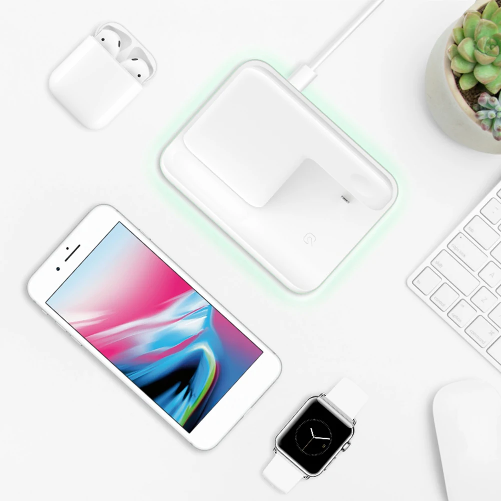 Z5 Portable Wireless Mobile Phone Charging Dock Station 3 in 1 Wireless Charger Stand for Apple Watch iWatch Airpods Headphones