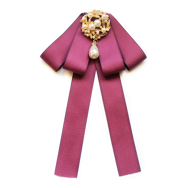 Handmade Bow Tie Для женщин украшения на шею рубашка с воротником бабочка с жемчужиной из бисера сплав Свадебные Бизнес Рождественский галстук-бабочка галстук форма для девочек с бантом из ленты - Цвет: Handmade Bow Tie