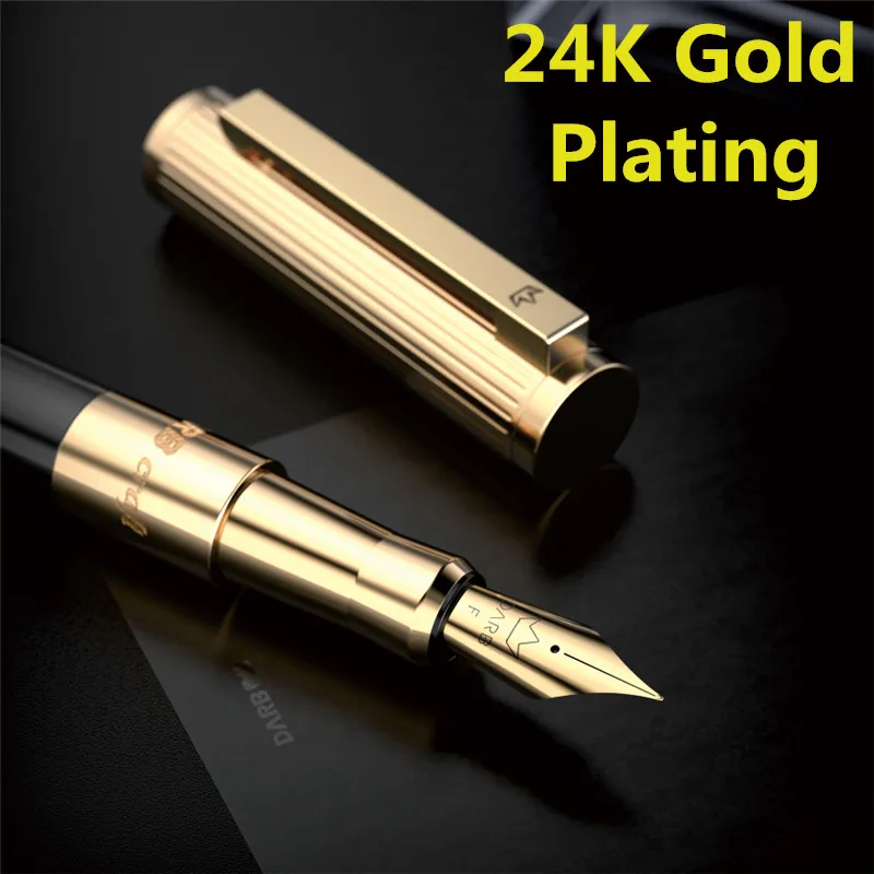 DARB Luxury Fountain Pen Plated With 24K Gold High Quality Business Office Metal Ink Pens Gift Classic | Канцтовары для офиса и