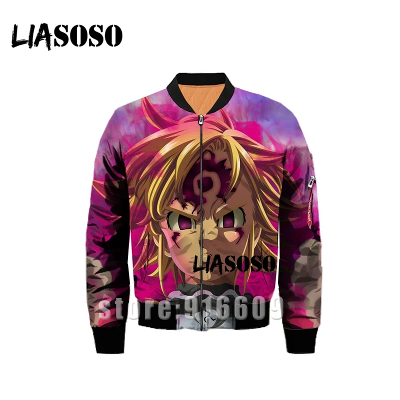 Зимняя куртка с 3D принтом Nanatsu No Taizai The Seven Deadly Sins, ветровка, пальто, толстовки, аниме, Толстовка Harajuku