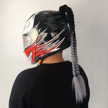 

Motorcycle Helmet Braids Woman Braids Wig For Motorbike Helmets Twist Dual Pigtail Ponytail With Sucker Bow 7 Colors
