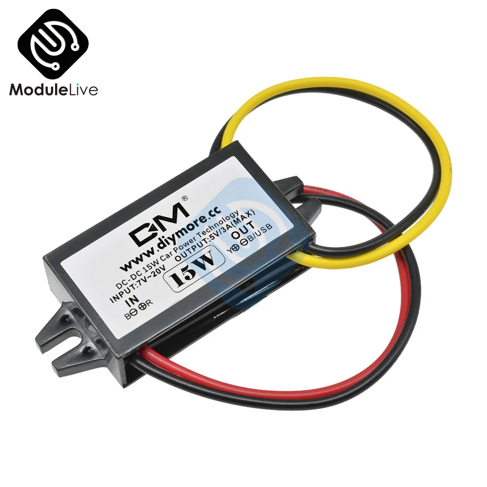 DC-DC понижающий преобразователь 12 В к DC 5 В 3A 15 Вт преобразователь модуль Duble USB выход адаптер питания автомобильный монитор источник питания