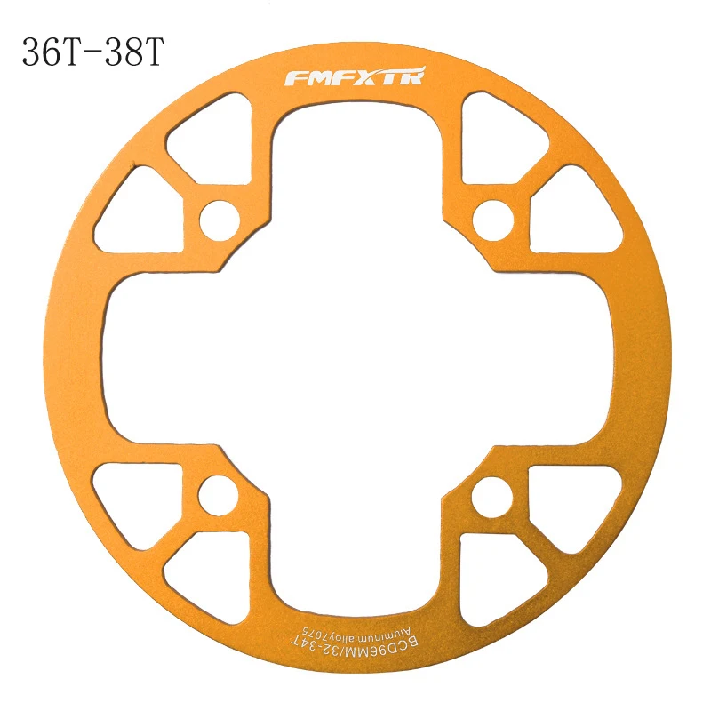 MTB фиксированной Шестерни Велоспорт Горный велосипед Звездочка Поддержка Рынок Защитная крышка большой 32 T/36 T/38 T/40 т/42 т шатунный палец для диаметра окружности болтов - Цвет: Round-Gold-36T-38T