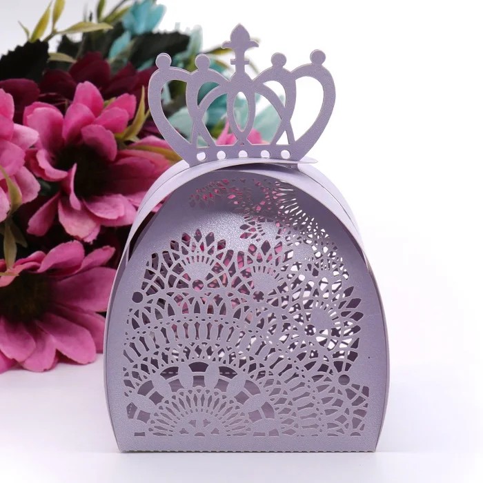 lavender 10 шт. свадебные подарочные коробки для конфет подарочные коробки Лазерная резка кружева винтажный дизайн для DIY свадебные принадлежности - Цвет: lavender