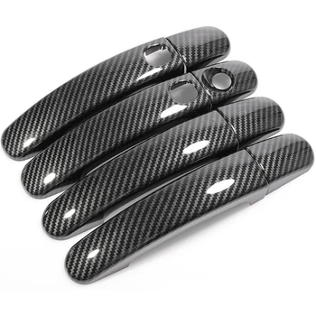 

Carbon Fibre Car Door Handle Covers Trim Frame Handle Door Bowl with Smart Keyhole Accessories for FORD RANGER 2015-2019