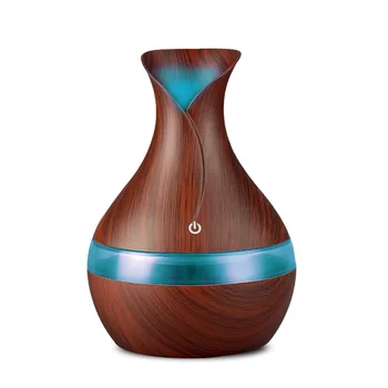 

300ml Aroma Essential Oil Diffuser Ultrasonic Air Humidifier with Wood Grain 7 Color Changing LED Lights for Living Room