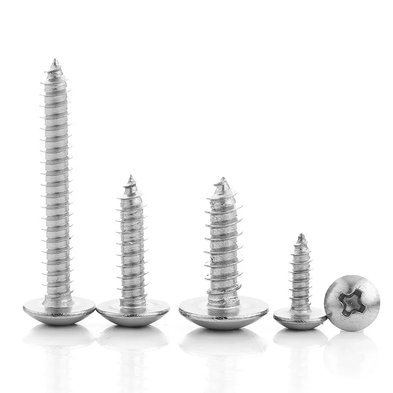NINDEJIN 20/55pcs Cross Recessed Truss Head Self-tapping Screw 304 Stainless Steel M3 M4 M5 M6 Phillips Mushroom Head Wood Screw