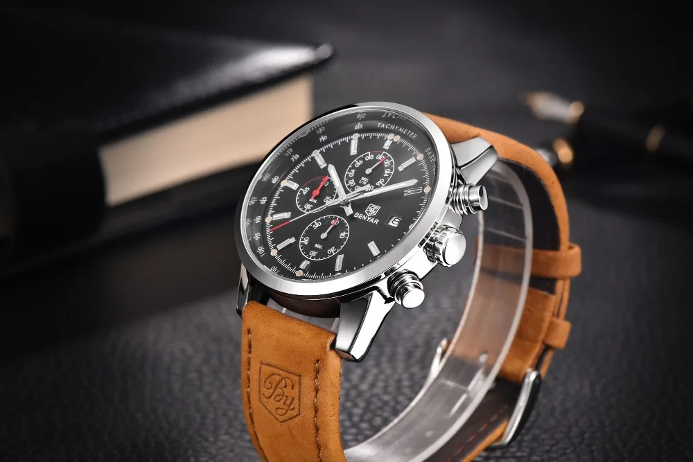 BENYAR 5102 часы мужские роскошные брендовые кварцевые часы модные часы с хронографом Reloj Hombre спортивные часы мужские часы Relogio Masculino