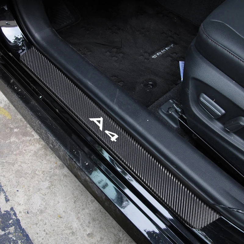4 шт. наклейки на пороги автомобиля для Audi A4 A3 A6 анти-удар против потертости пластины наклейки на порог двери автомобиля протектор