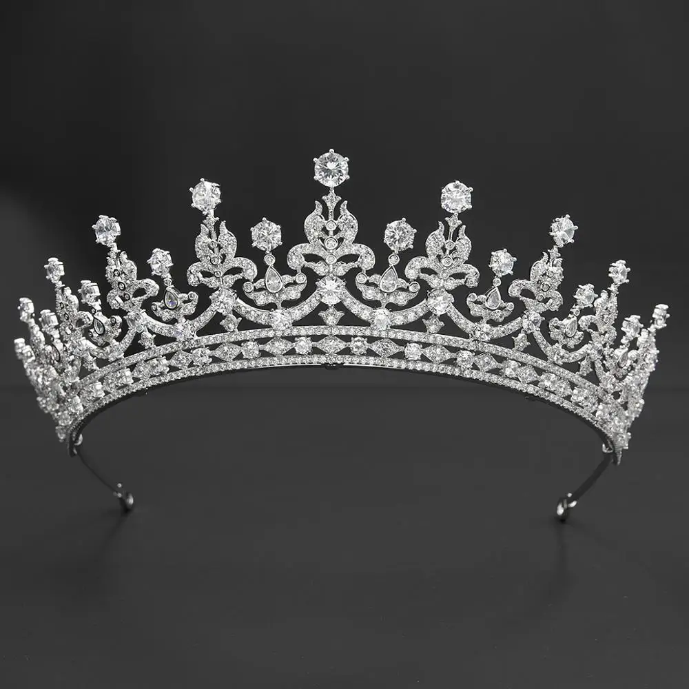 Классическая циркониевая королевская Реплика диадема для свадьбы Хрустальная