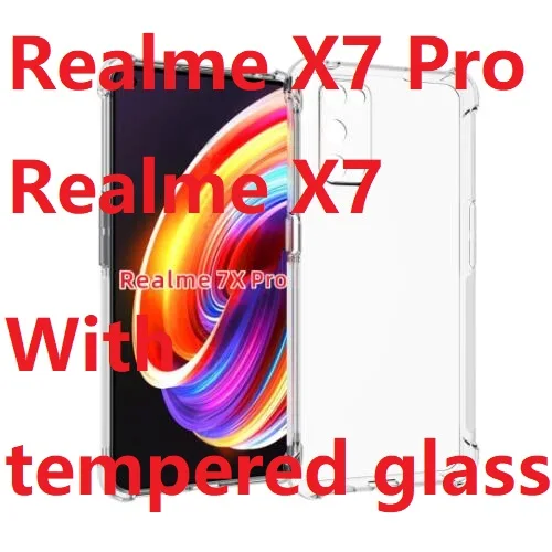 Transparent Phone Cases For Realme X7 Pro Case + Tempered Glass Soft Clear TPU Gel Skin Cover Transparent Phone Cases For Realme X7 Pro Case + Tempered Glass Soft Clear TPU Gel Skin Cover