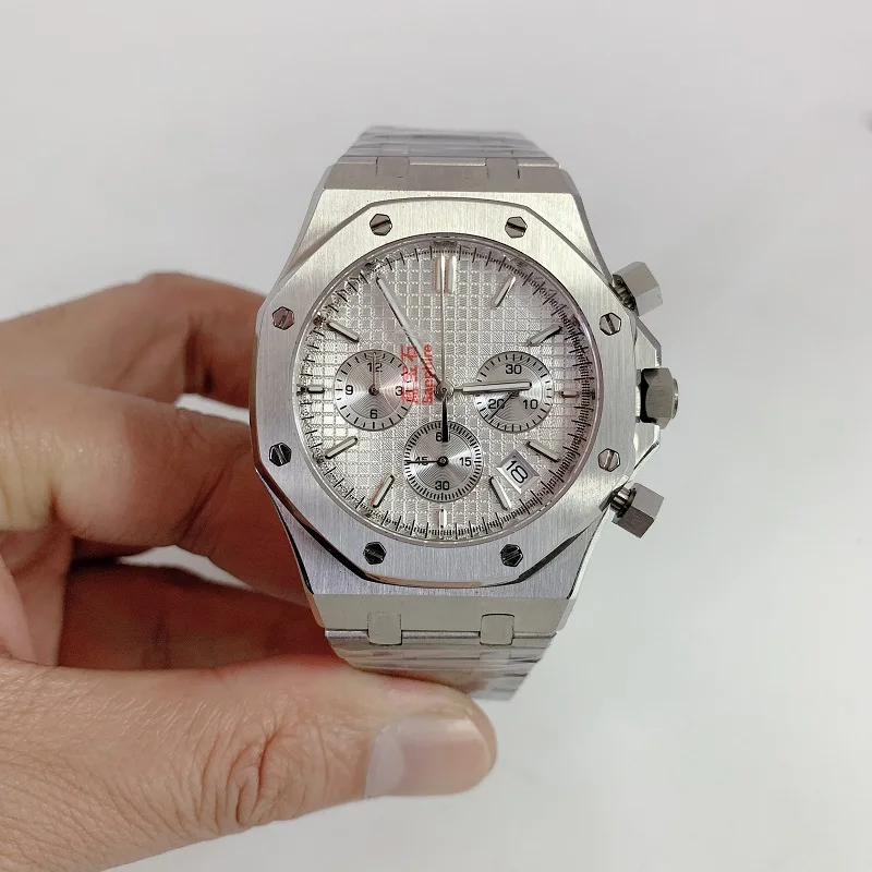 

42MM Royal Watch men Oak sterile dial Stainless steel case timing multi-functional 26331quartz wristwatches