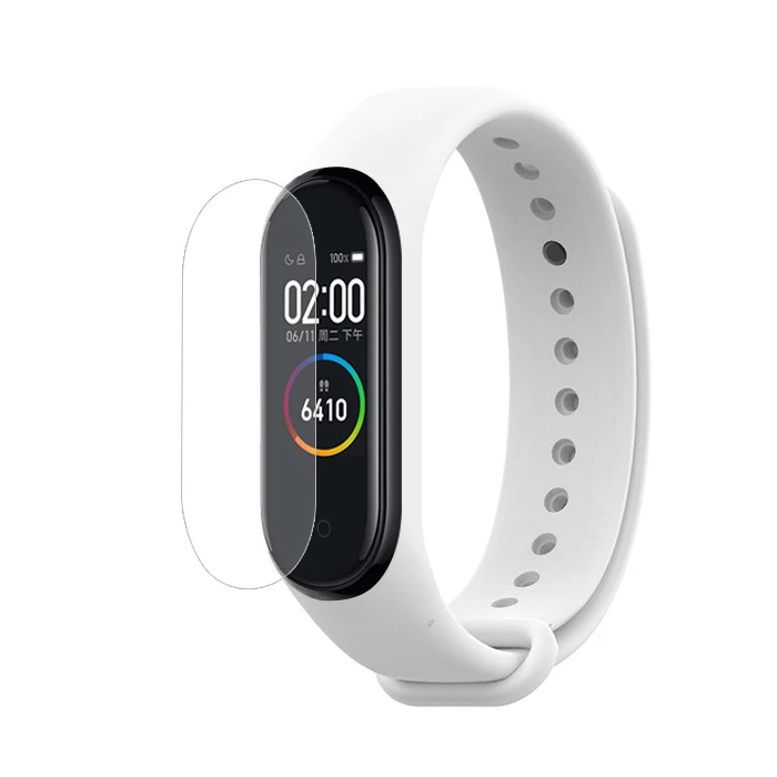 Браслет для Xiaomi Mi band 2 3 4 сменный силиконовый ремешок для Xiaomi Mi Band 2+ Защитная пленка для экрана - Цвет: White