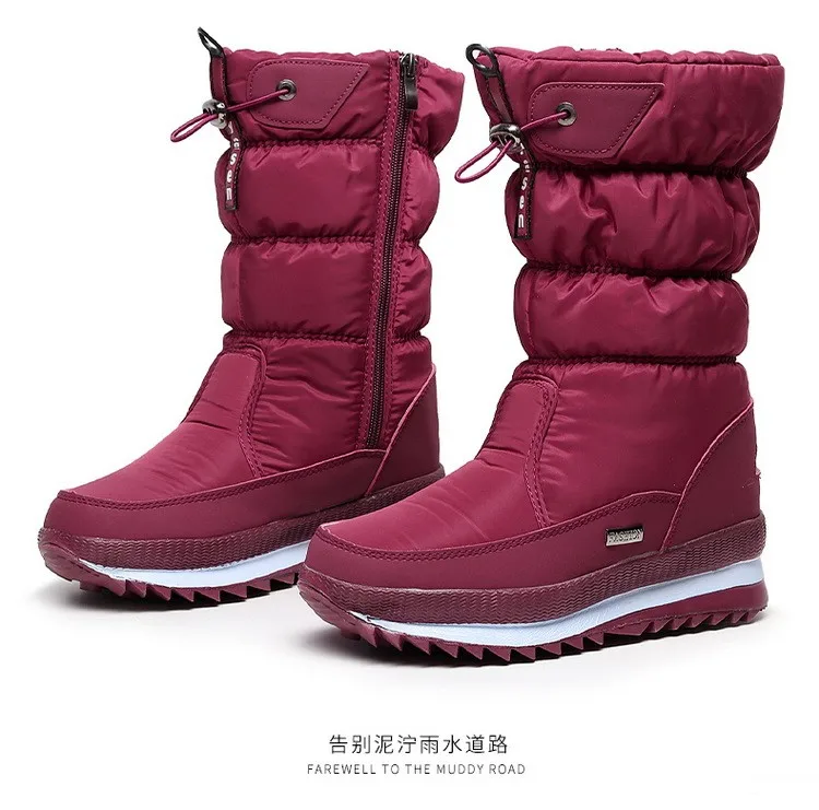 Women snow boots  platform winter boots thick plush waterproof non-slip boots  fashion women winter shoes  warm fur  botas mujer