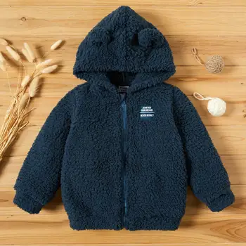 

Toddler Casual Fluffy Solid Hooded Long-sleeve Coat