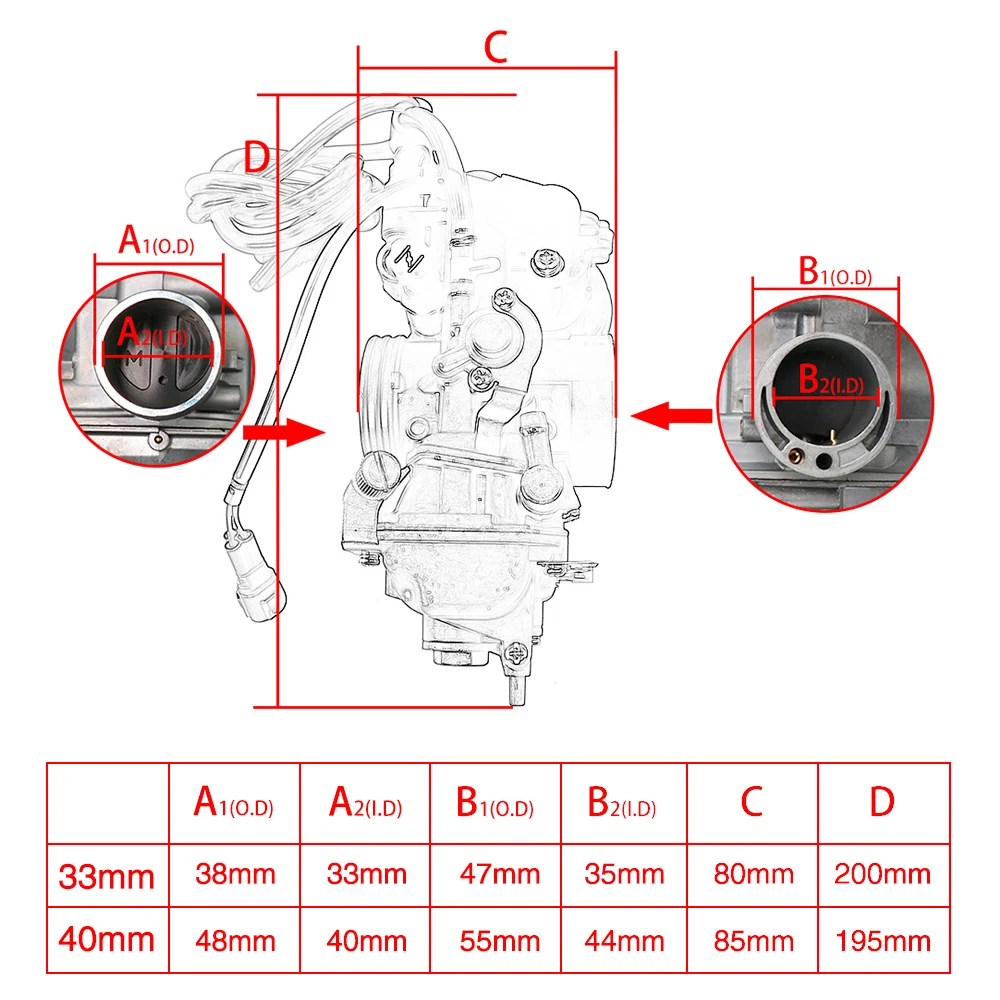 Alconstar FCR33 Наклонный боковой карбюратор FCR40 Flatslide Carb для KTM XR DR KLX KLX400 DRZ 400S 400S 400E 33 мм 40 мм