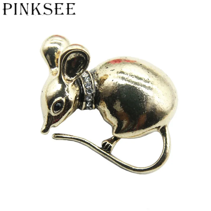 Pinksee Новая Винтажная индивидуальная металлическая брошь в виде мыши женские
